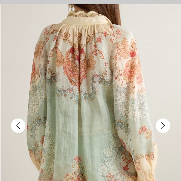Zimmermann Daylight scalloped printed ramie blouse NWOT - Picture 2 of 8